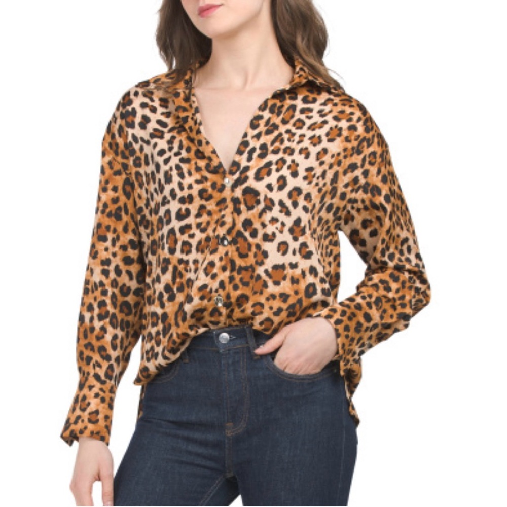 ZARA Animal Print Button Down Shirt Size S 🆕